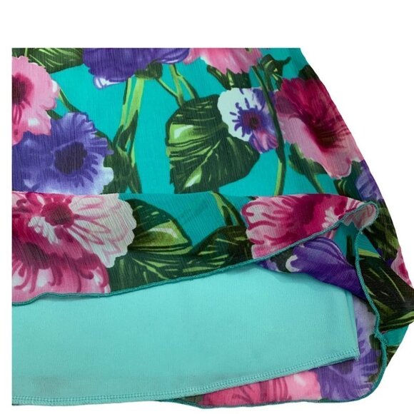 NAPOLI🌺STRAPLESS Blue  Floral Lined Dress Mini Size S - Picture 8 of 8